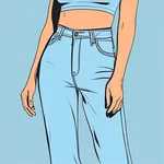 relaxed-fit high-waisted light blue jeans image